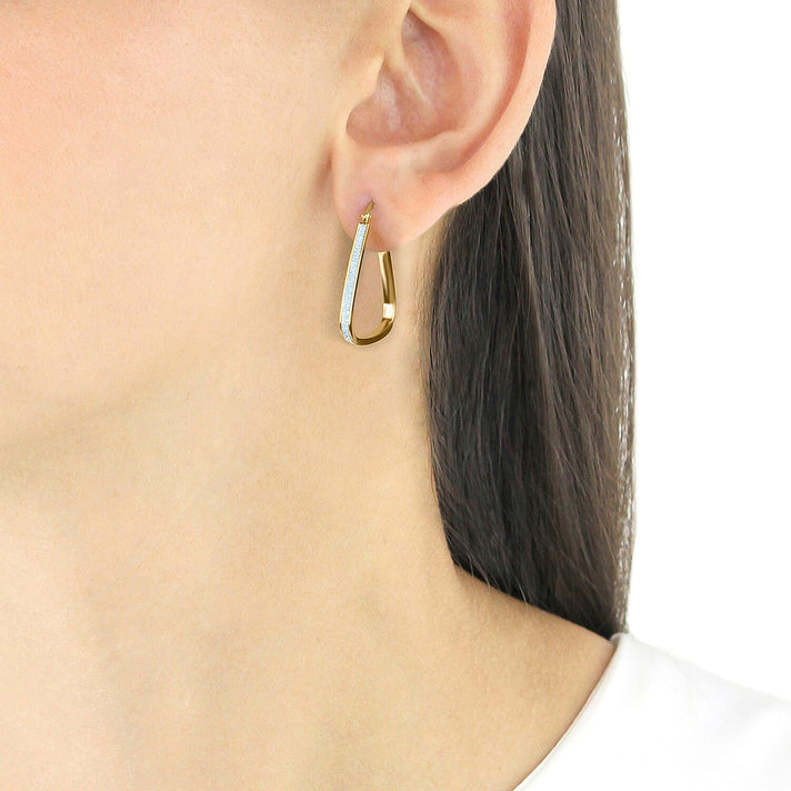 9K Yellow Gold 2.5MM X 29MM Stardust Rounded Triangle Earrings 2.3 grams 6092901 2