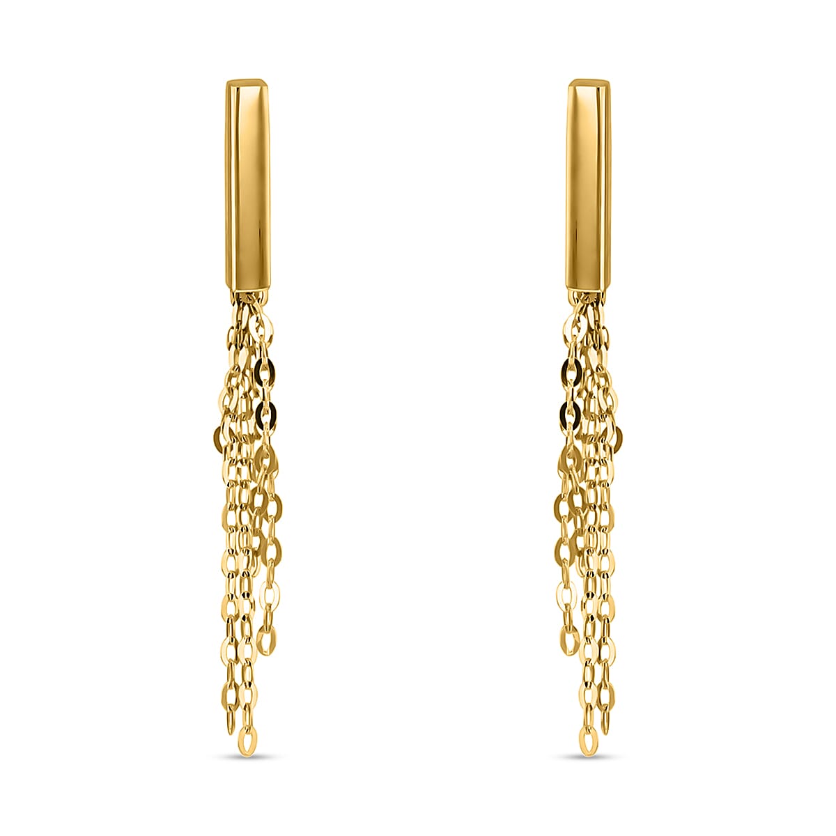 9K Yellow Gold 2.5mm X 16mm Bars With Tassle Earrings 7190151 0
