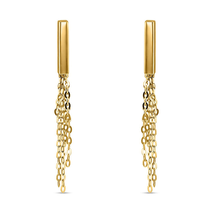 9K Yellow Gold 2.5mm X 16mm Bars With Tassle Earrings 7190151 1