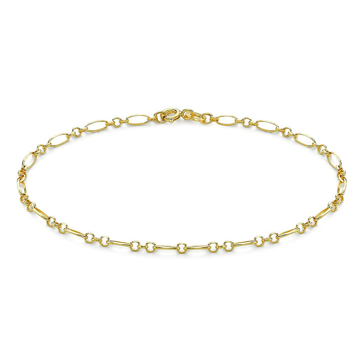 9K Yellow Gold 2.5mm Diamond Cut Figaro Belcher Chain Bracelet 7.5 Inch 8894704 1
