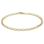 9K Yellow Gold 2.6mm Hollow Oval Belcher Bracelet 7 Inch