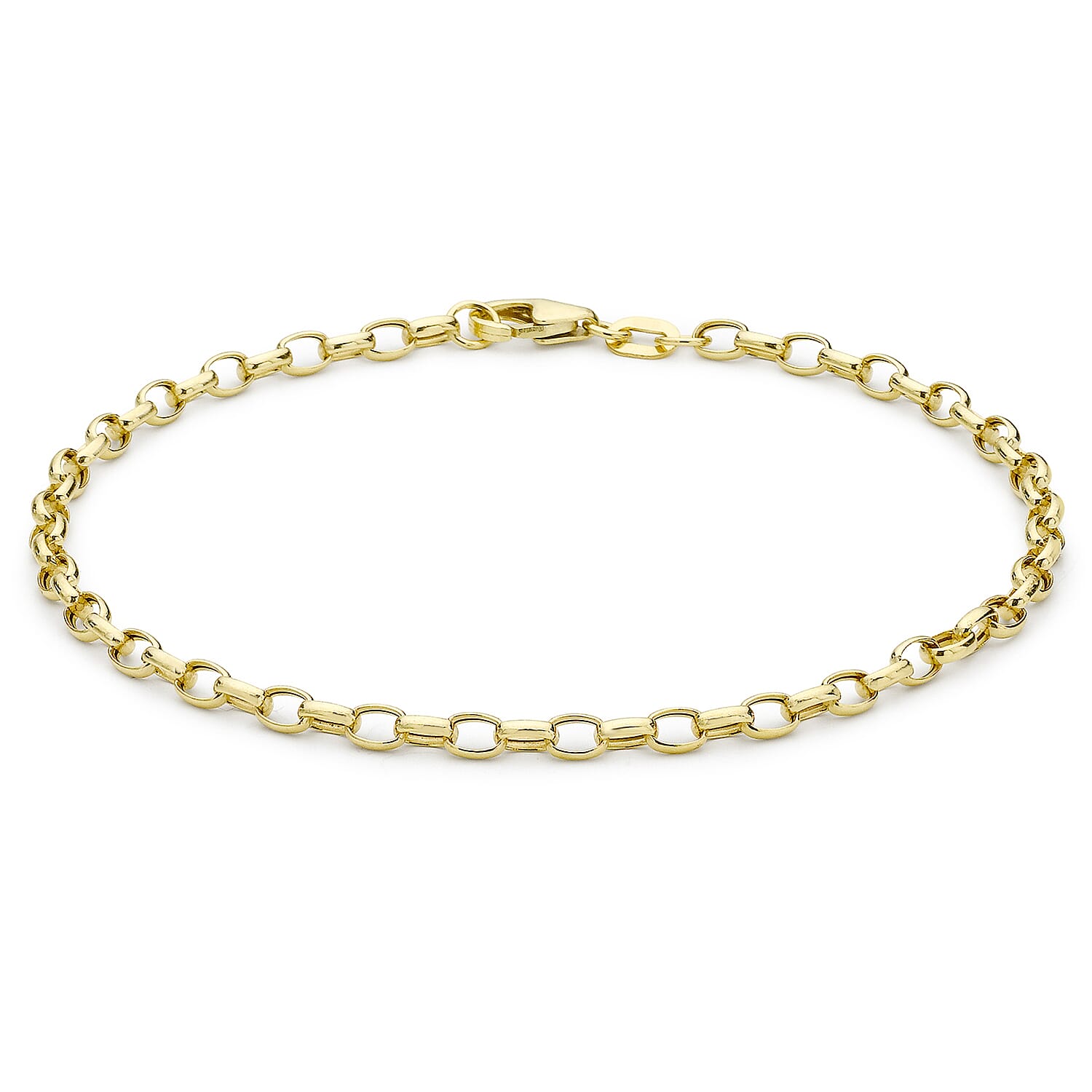 9K Yellow Gold 2.6mm Hollow Oval Belcher Bracelet 7 Inch 7193386 0
