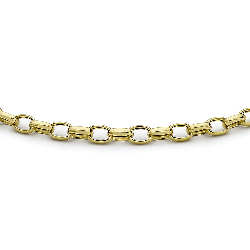 9K Yellow Gold 2.6mm Hollow Oval Belcher Bracelet 7 Inch