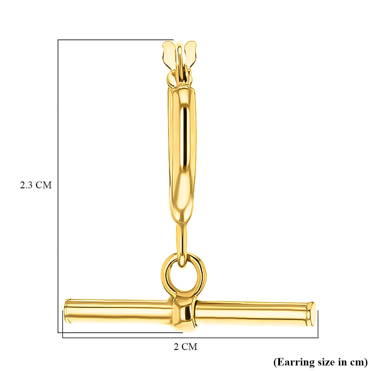 9K Yellow Gold 20MM X 23.5MM Round T Bar Hoop Creole Earrings 1.8 grams 6092908 3