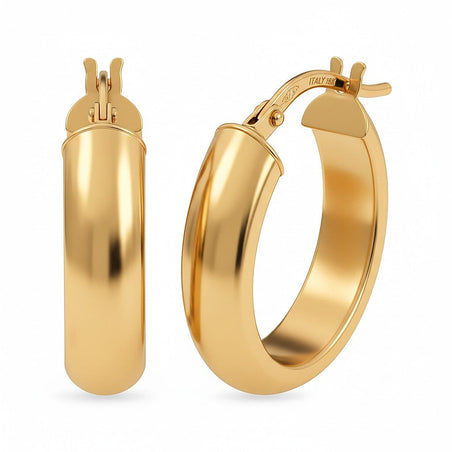 9K Yellow Gold 20MM X 22MM Supreme Finish Oval Creole Earrings 1.7 grams 6092923 1