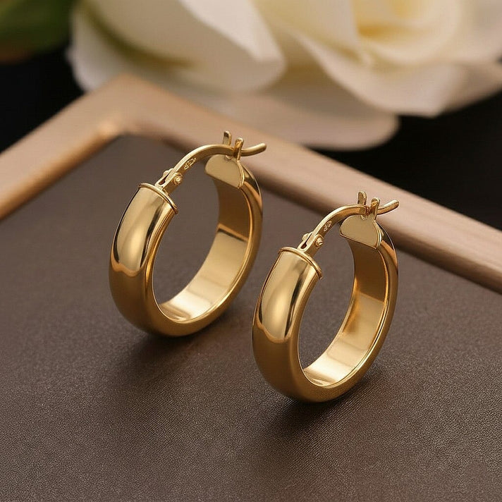 9K Yellow Gold 20MM X 22MM Supreme Finish Oval Creole Earrings 1.7 grams 6092923 2