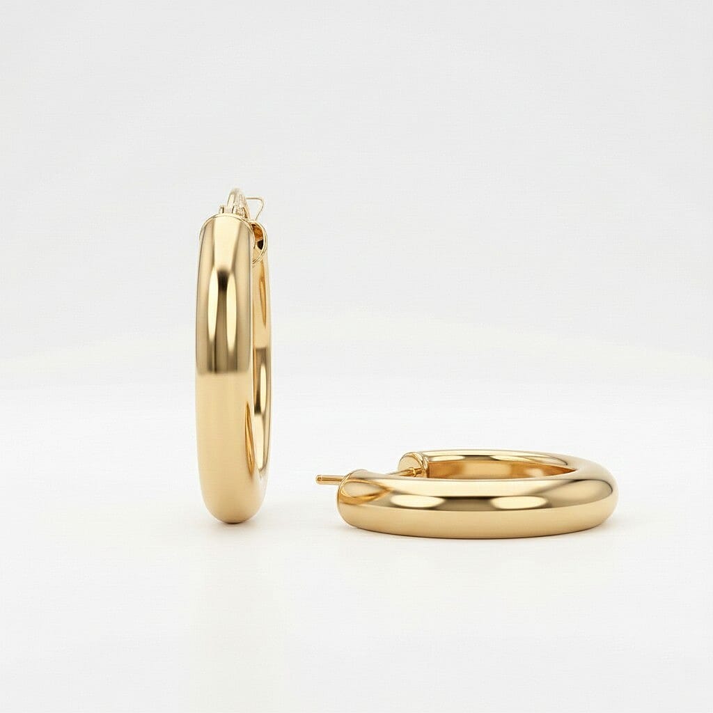 9K Yellow Gold 20MM X 22MM Supreme Finish Oval Creole Earrings 1.7 grams 6092923 4