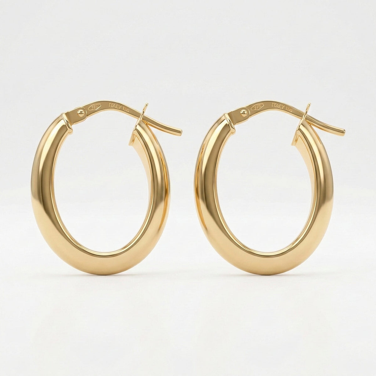 9K Yellow Gold 20MM X 22MM Supreme Finish Oval Creole Earrings 1.7 grams 6092923 5
