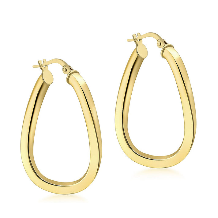 9K Yellow Gold 20mm X 31mm Oval Wave Creole Earrings 7190124 1