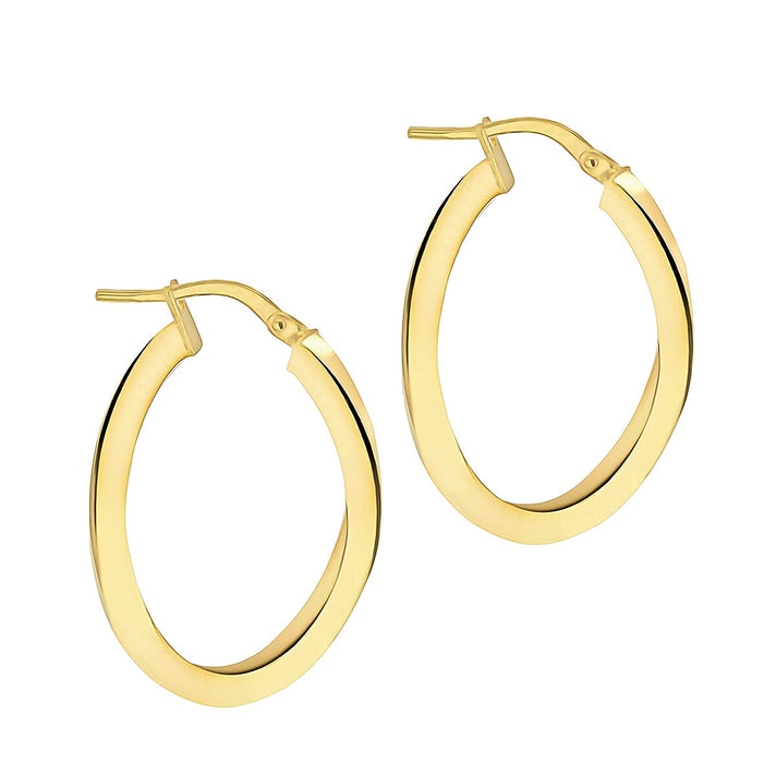 9K Yellow Gold 20mm X 31mm Oval Wave Creole Earrings 7190124 2
