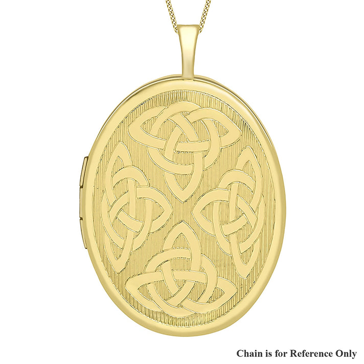 9K Yellow Gold 20mm x 32mm Etched Celtic Oval Locket 7254794 1