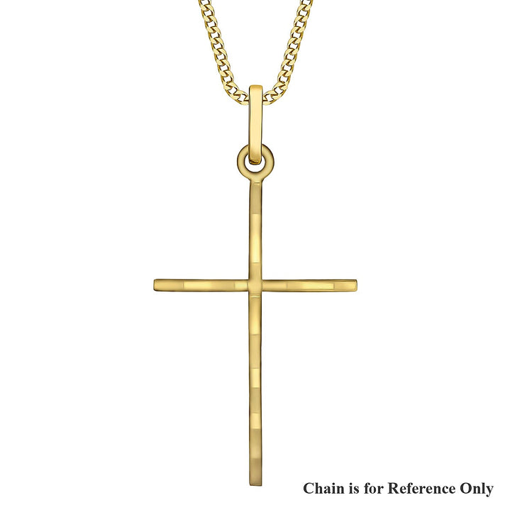 9K Yellow Gold 20mm x 40mm Fancy Cross Pendant 7254702 1