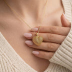 9K Yellow Gold 20mm x 25.5mm Mesh Heart Pendant