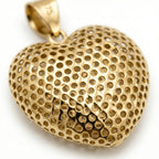 9K Yellow Gold 20mm x 25.5mm Mesh Heart Pendant