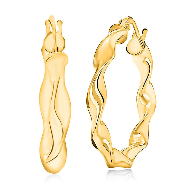 9K Yellow Gold 21MM Twist Hoop Creole Hoop Earrings 1.3 grams 6092924 1