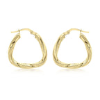 9K Yellow Gold 22mm x 23mm Triangle-Shaped Twist Creole Earrings