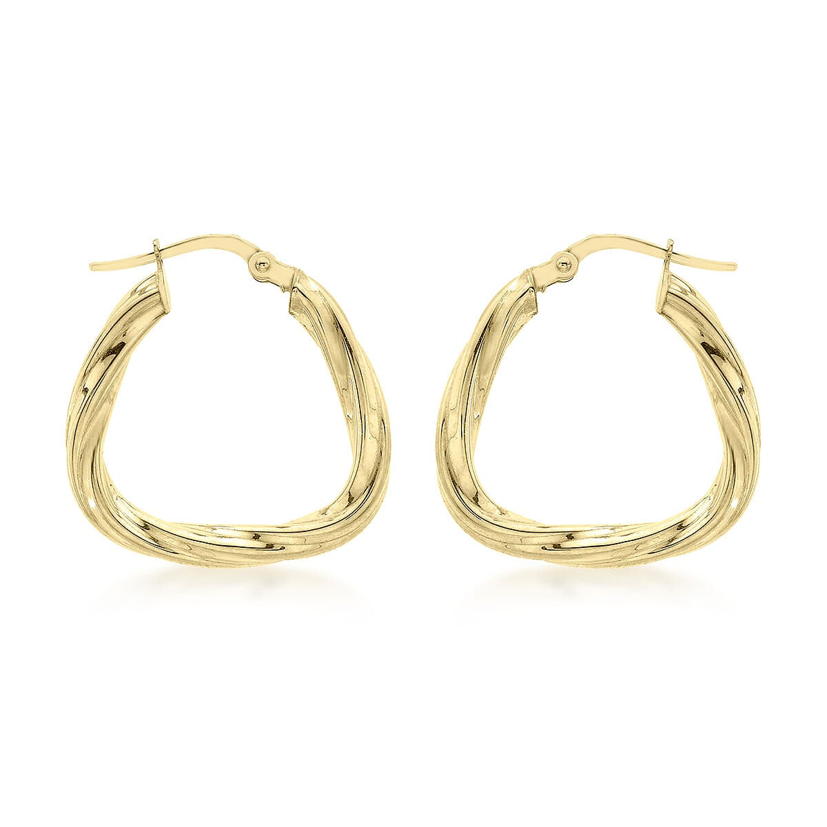 9K Yellow Gold 22mm x 23mm Triangle-Shaped Twist Creole Earrings 6092936 0