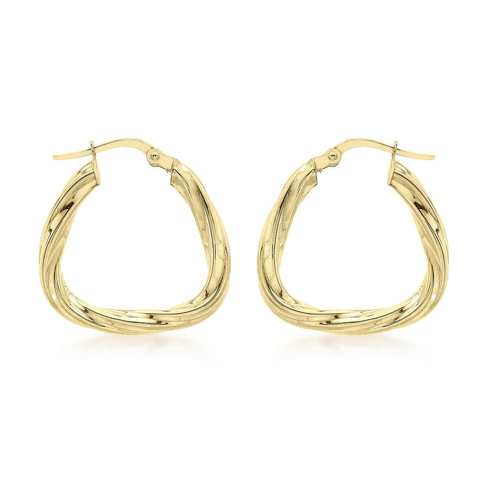 9K Yellow Gold 22mm x 23mm Triangle-Shaped Twist Creole Earrings 6092936 1