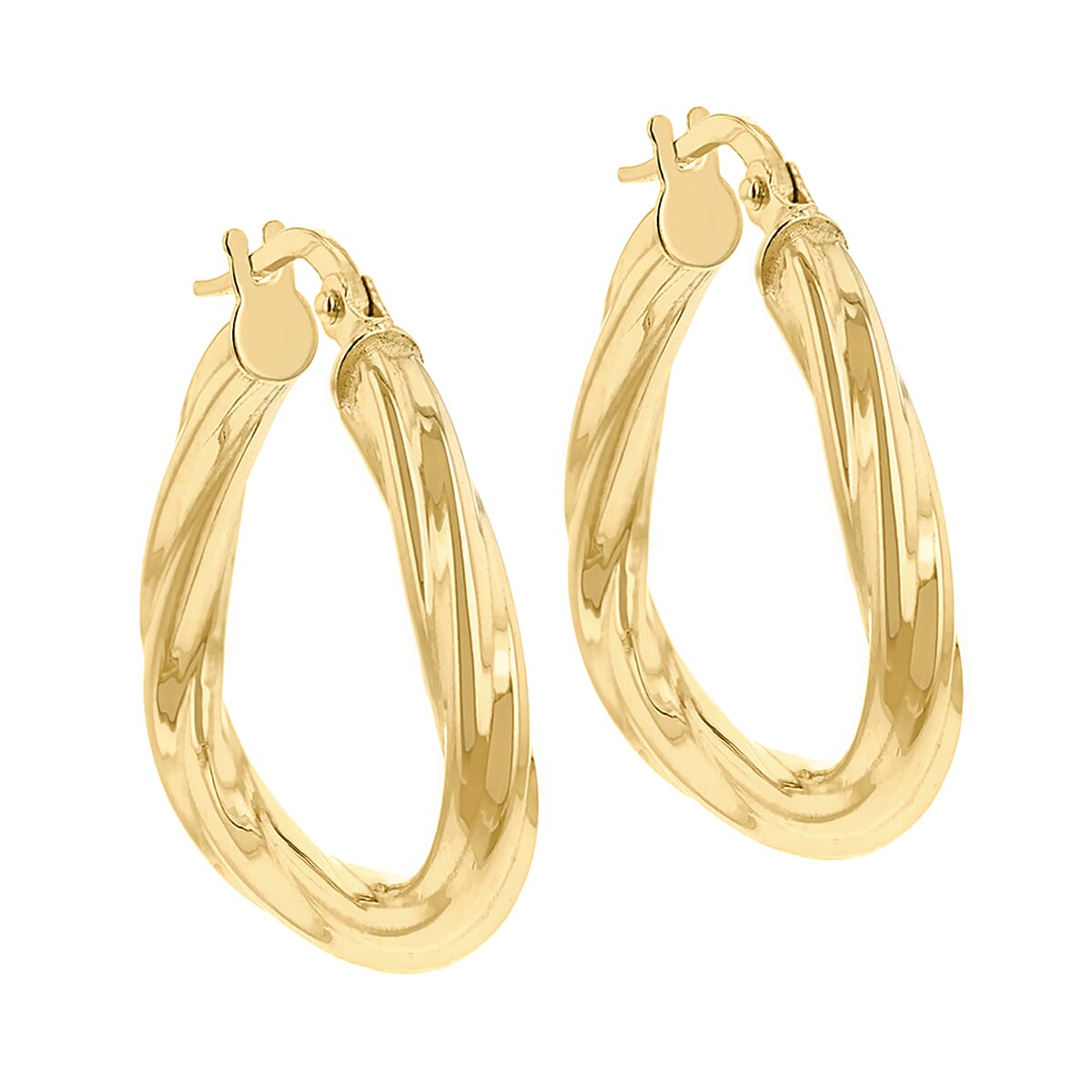 9K Yellow Gold 22mm x 23mm Triangle-Shaped Twist Creole Earrings 6092936 1