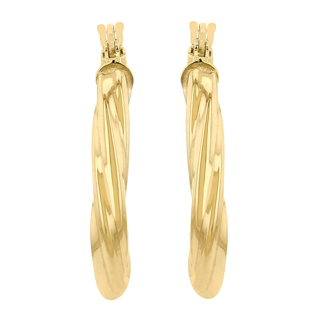 9K Yellow Gold 22mm x 23mm Triangle-Shaped Twist Creole Earrings