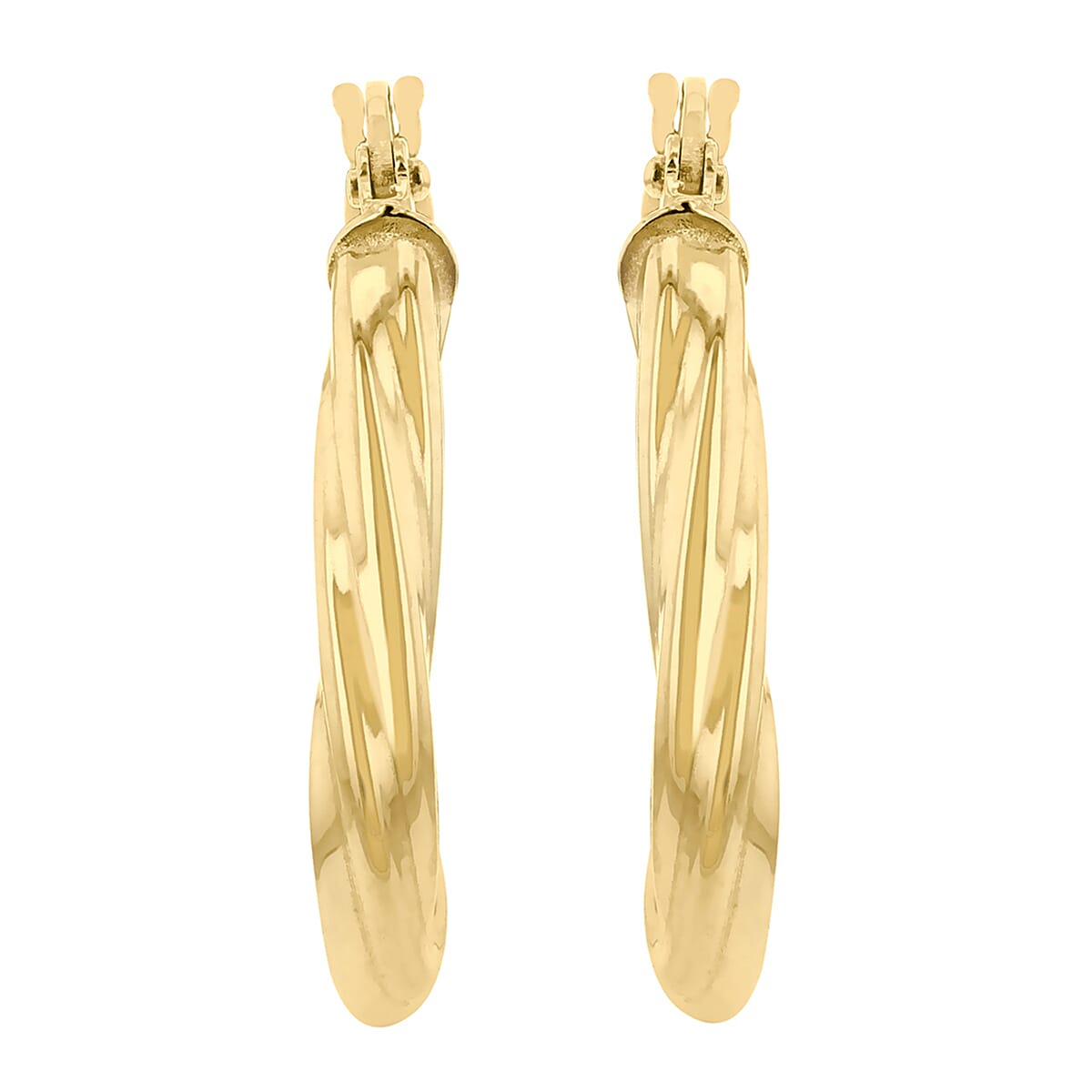 9K Yellow Gold 22mm x 23mm Triangle-Shaped Twist Creole Earrings 6092936 2