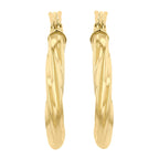 9K Yellow Gold 22mm x 23mm Triangle-Shaped Twist Creole Earrings