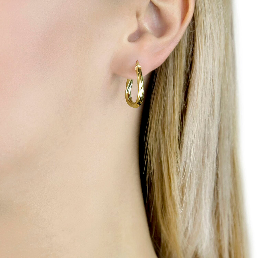 9K Yellow Gold 22mm x 23mm Triangle-Shaped Twist Creole Earrings