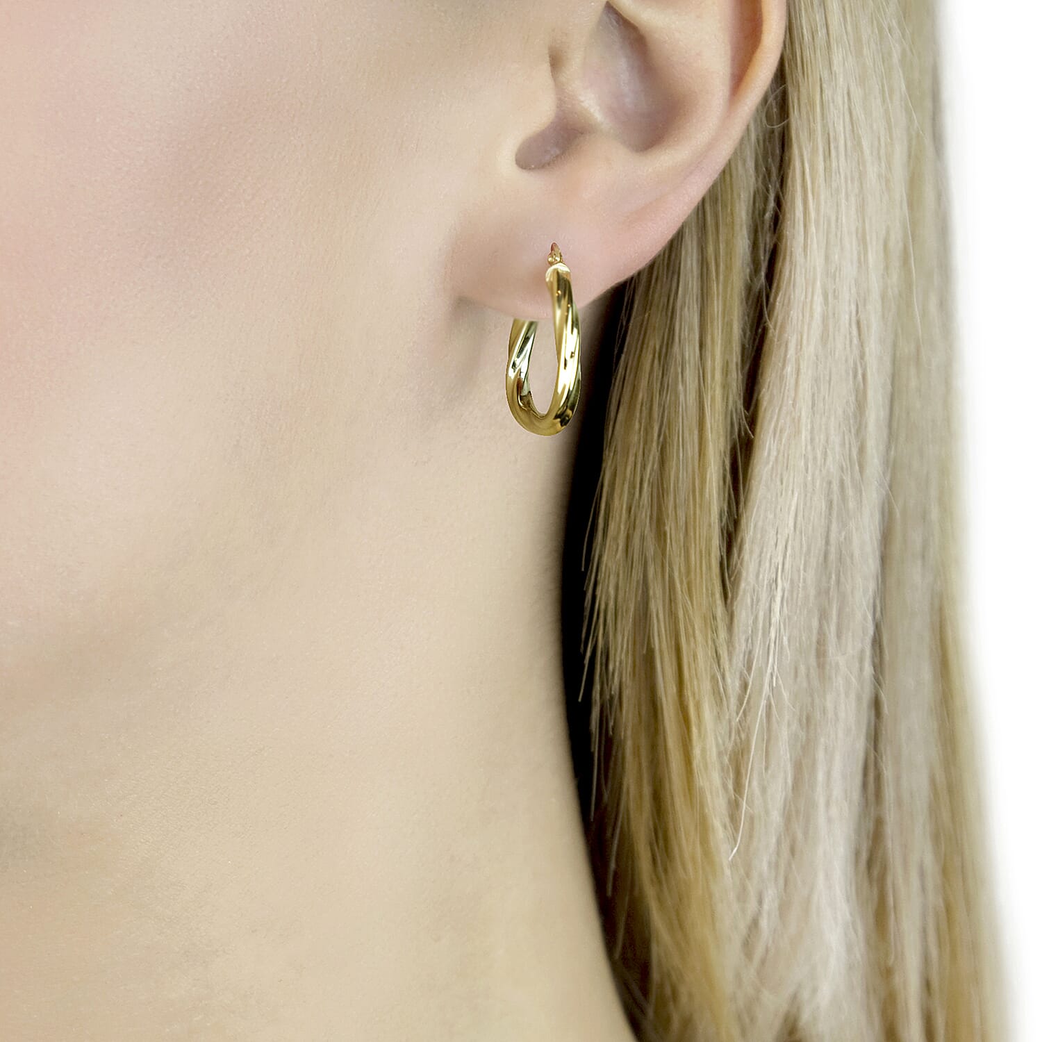 9K Yellow Gold 22mm x 23mm Triangle-Shaped Twist Creole Earrings 6092936 4