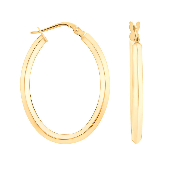9K Yellow Gold 23MM X 30MM Oval Square Tube Creole Hoop Earrings 1.6 grams 6092917 1