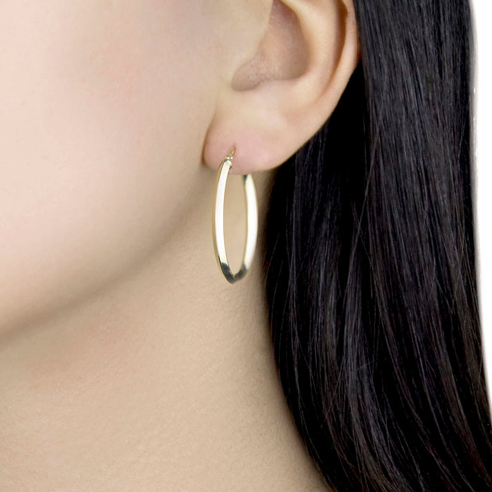 9K Yellow Gold 23MM X 30MM Oval Square Tube Creole Hoop Earrings 1.6 grams 6092917 2