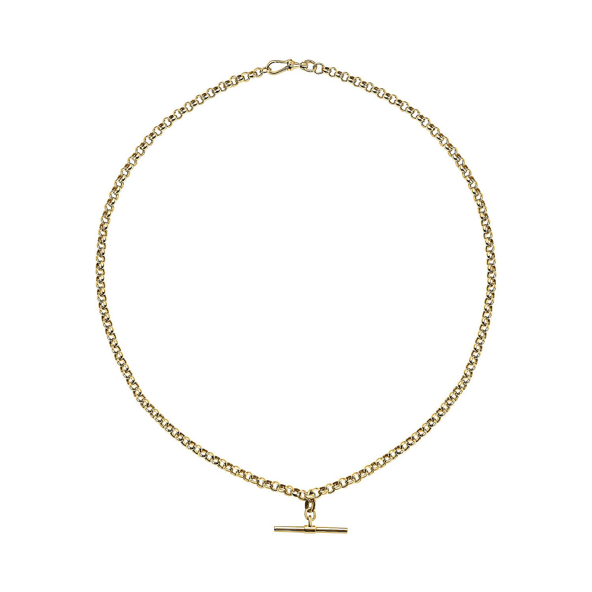 9K Yellow Gold 24.8mm x 1.7mm T Bar Belcher Chain Albert Clasp Necklace 18 Inch 7133697 0