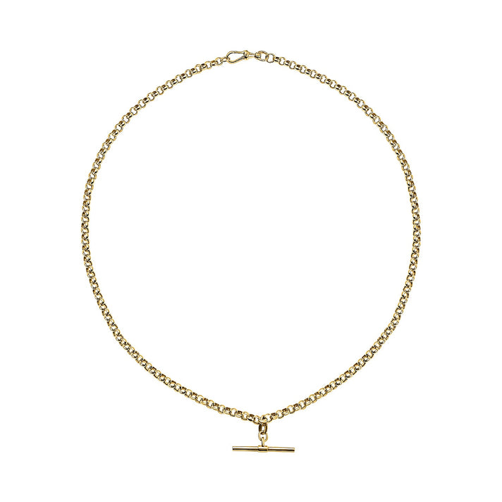 9K Yellow Gold 24.8mm x 1.7mm T Bar Belcher Chain Albert Clasp Necklace 18 Inch 7133697 1