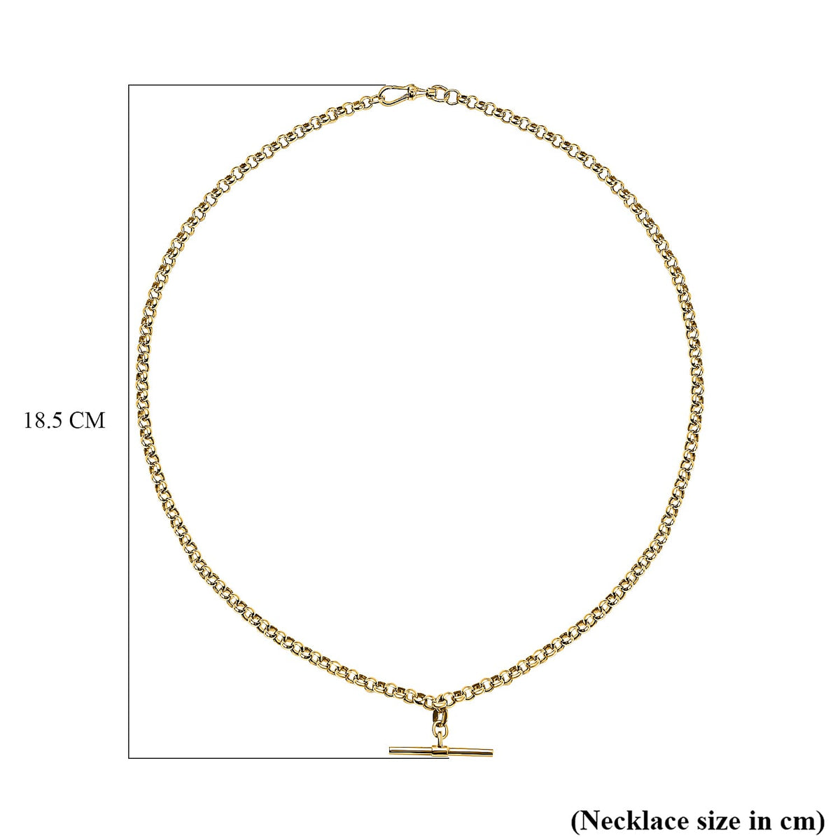 9K Yellow Gold 24.8mm x 1.7mm T Bar Belcher Chain Albert Clasp Necklace 18 Inch 7133697 4