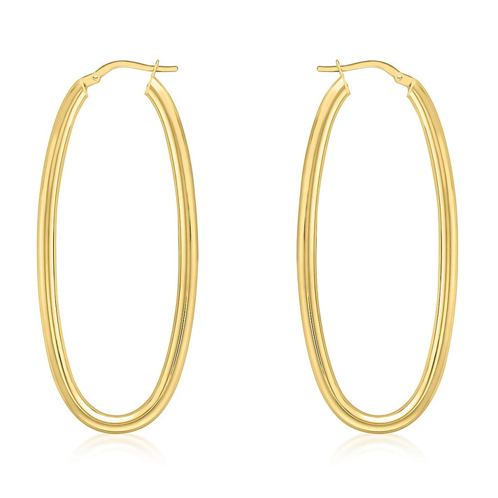 9K Yellow Gold 24mm X 56mm Round Tube Creole Earrings 7190103 1