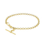 9K Yellow Gold 25mm X 1.5mm T Bar Belcher Chain Albert Clasp Bracelet 7.5 Inch