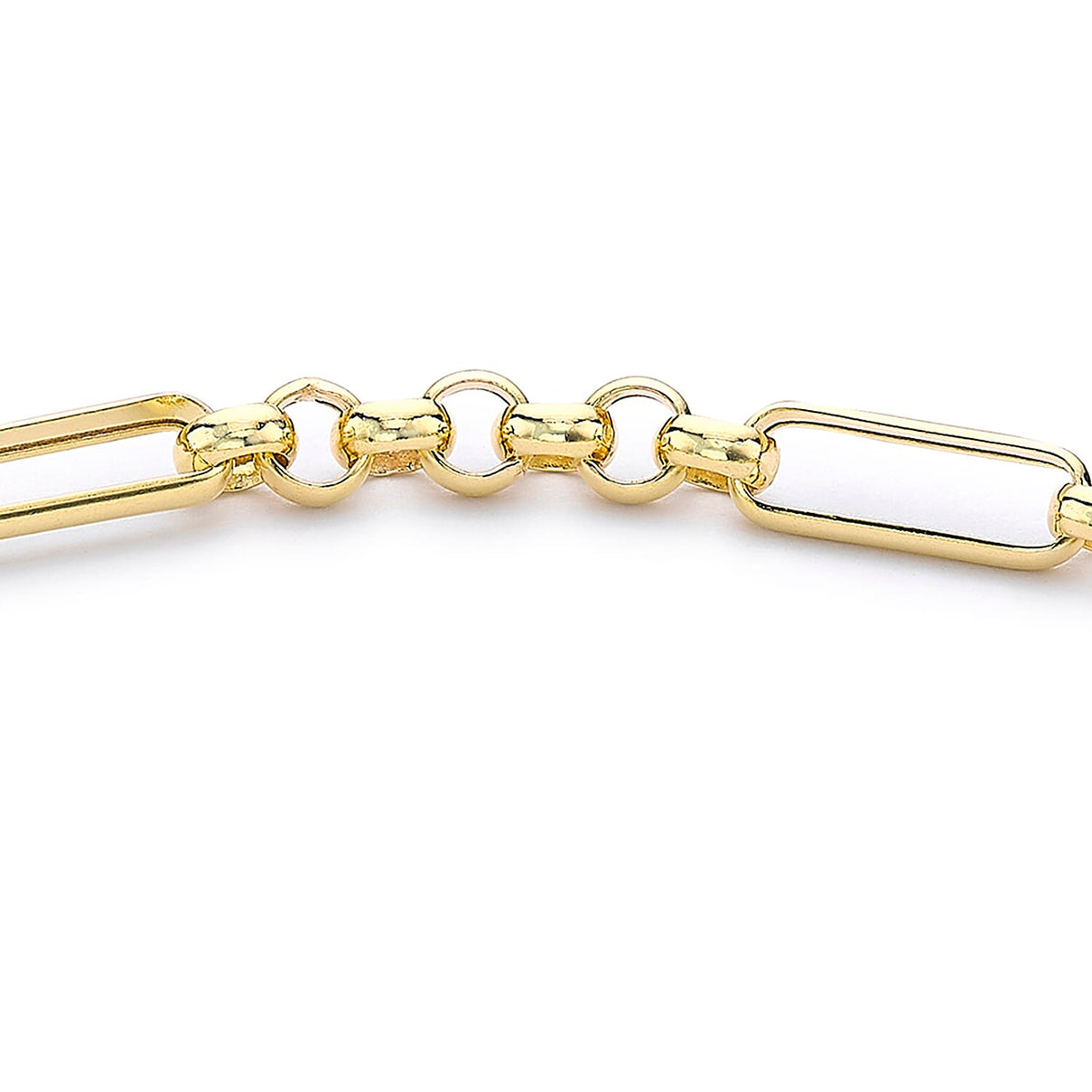 9K Yellow Gold 25mm X 1.5mm T Bar Figaro Belcher Chain Albert Clasp Bracelet 7.5 Inch 7193482 1