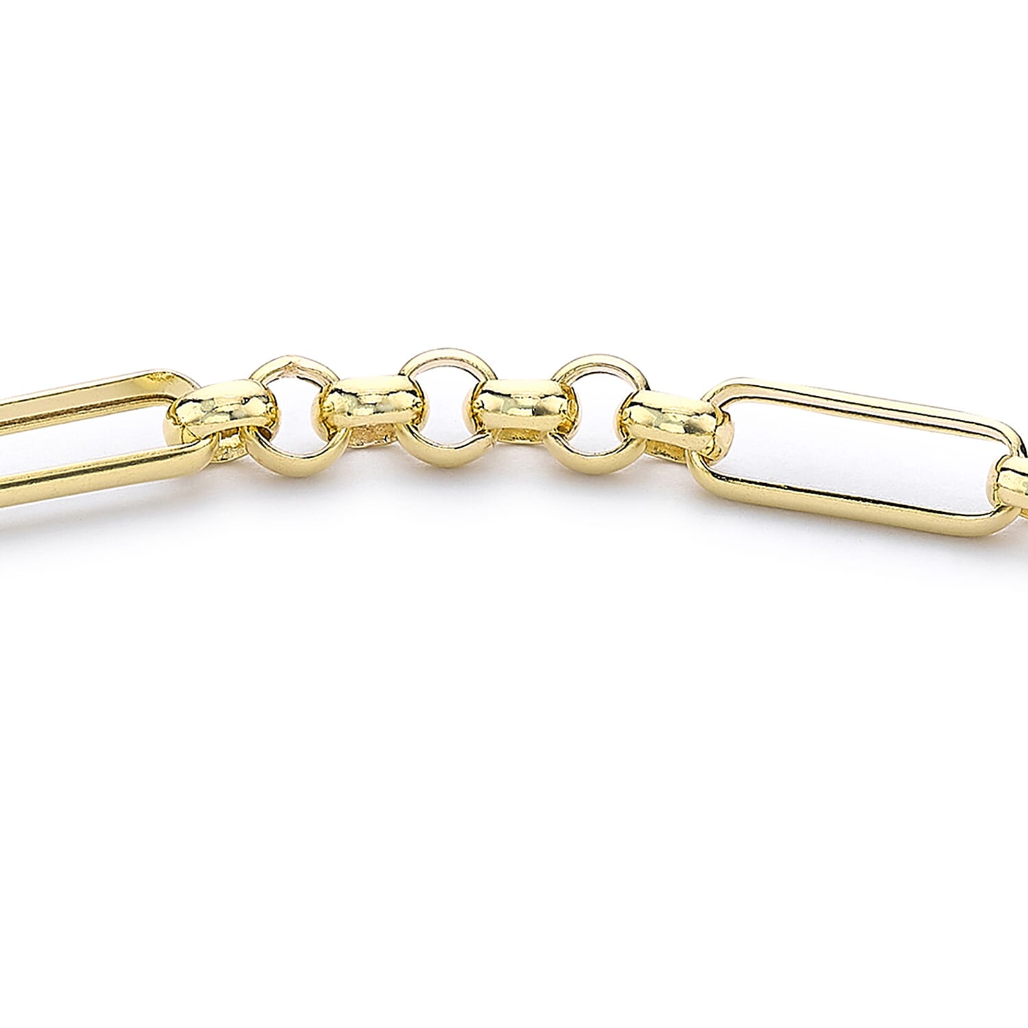 9K Yellow Gold 25mm X 1.5mm T Bar Figaro Belcher Chain Albert Clasp Bracelet 7.5 Inch 7193482 1