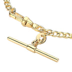 9K Yellow Gold 25mm X 2mm T Bar Hollow Diamond Cut Curb Albert-Clasp Bracelet 7.5 Inch