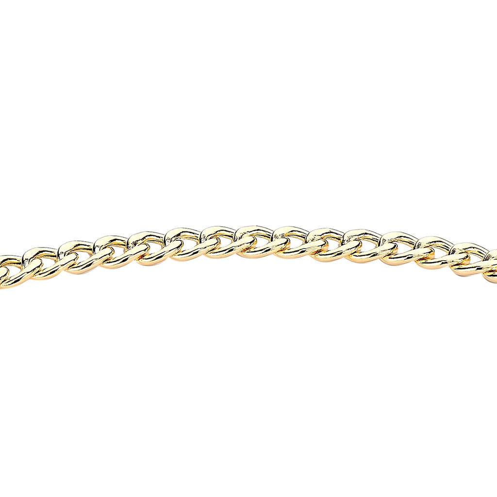 9K Yellow Gold 25mm X 2mm T Bar Hollow Diamond Cut Curb Albert-Clasp Bracelet 7.5 Inch
