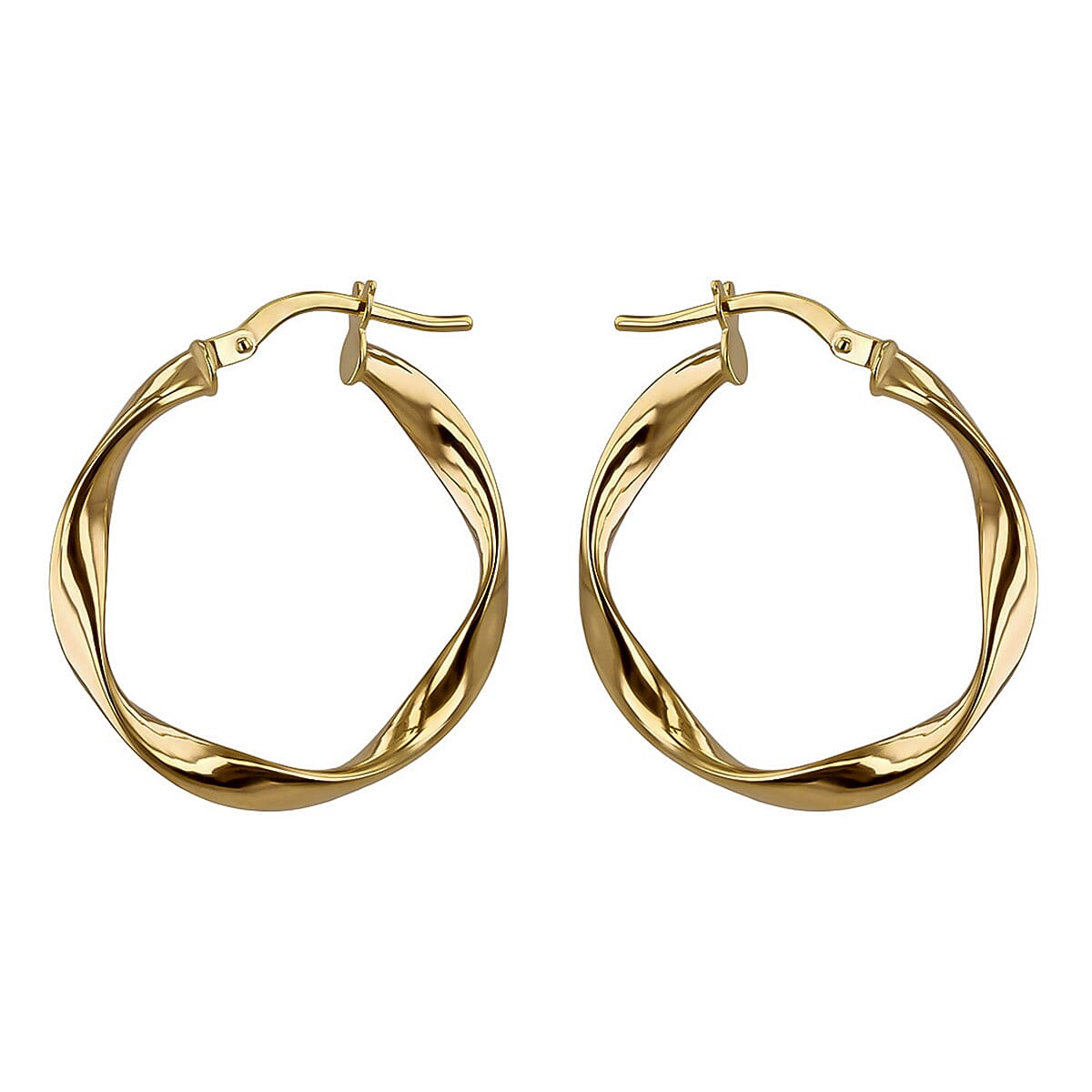 9K Yellow Gold 25mm Twisted Hoop Creole Earrings 7190117 0