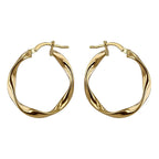 9K Yellow Gold 25mm Twisted Hoop Creole Earrings