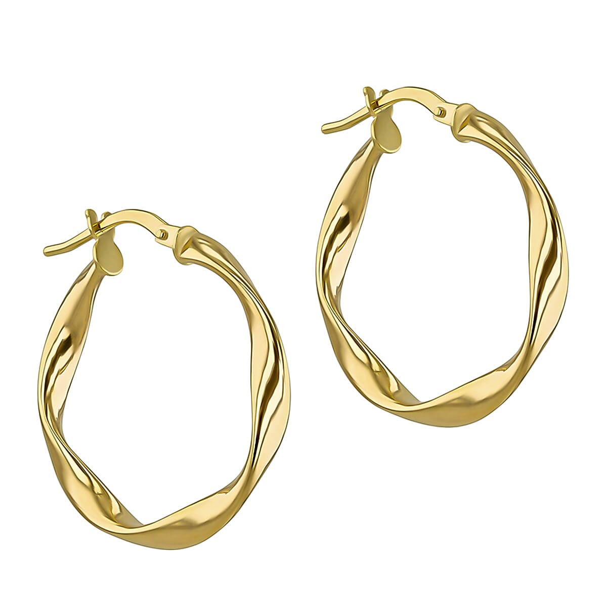 9K Yellow Gold 25mm Twisted Hoop Creole Earrings 7190117 1