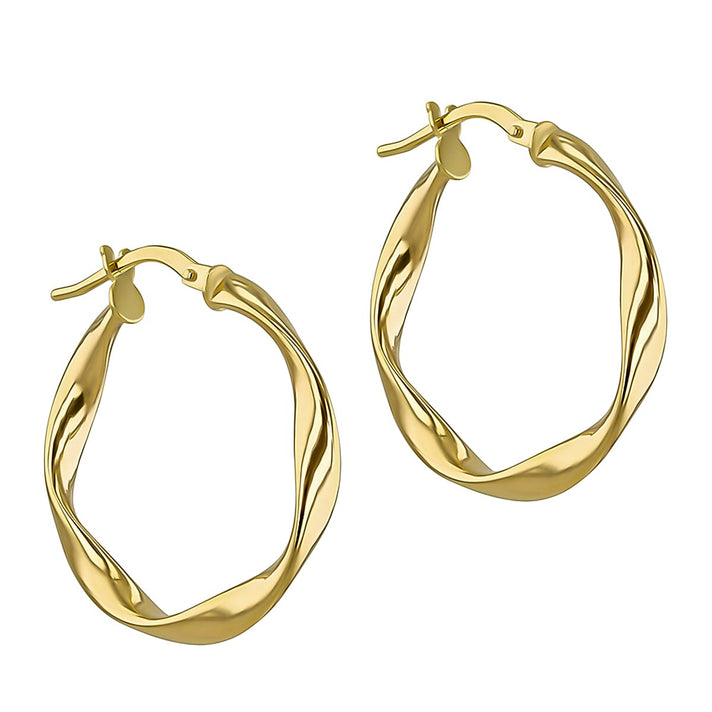 9K Yellow Gold 25mm Twisted Hoop Creole Earrings 7190117 2