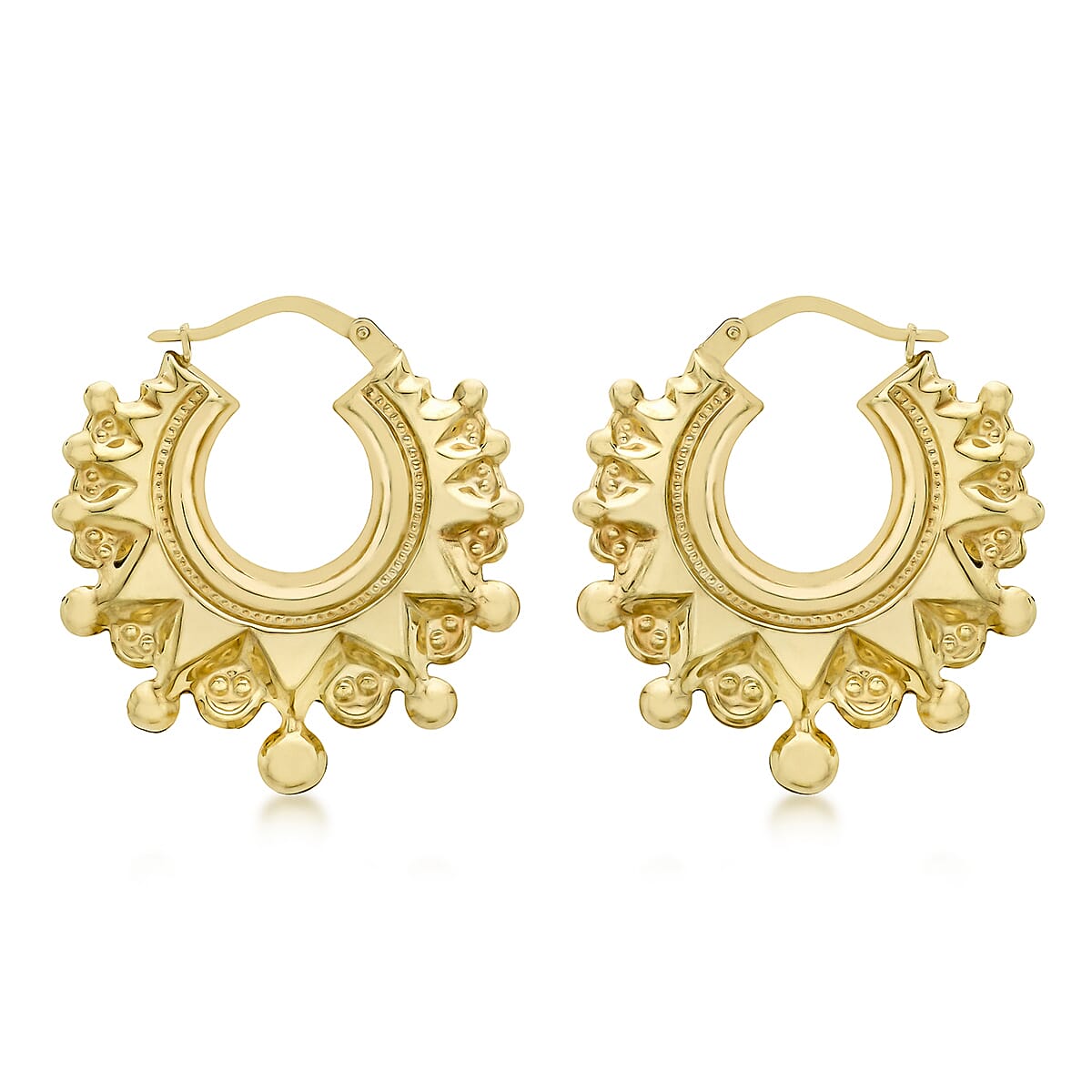 9K Yellow Gold 28mm X 27.5mm Hollow Patterned Creole Earrings 7190134 0