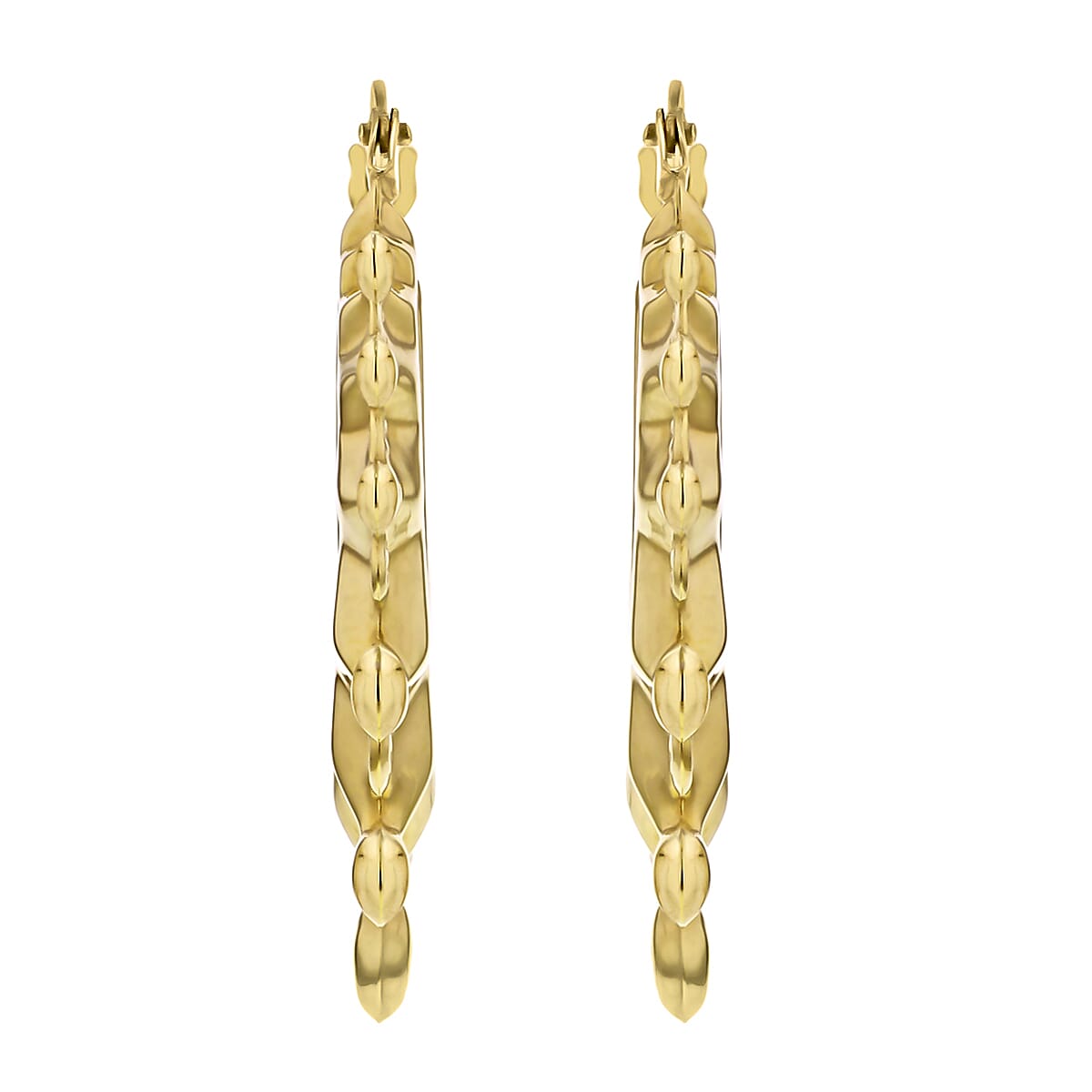 9K Yellow Gold 28mm X 27.5mm Hollow Patterned Creole Earrings 7190134 2