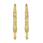 9K Yellow Gold 28mm X 27.5mm Hollow Patterned Creole Earrings