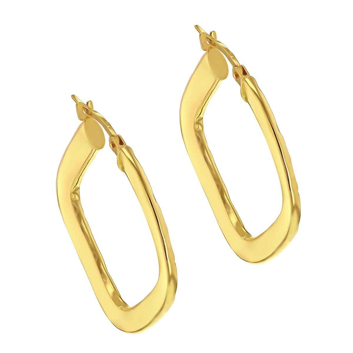 9K Yellow Gold 29mm X 29mm Hammered Pattern Square Creole Earrings 7190126 2