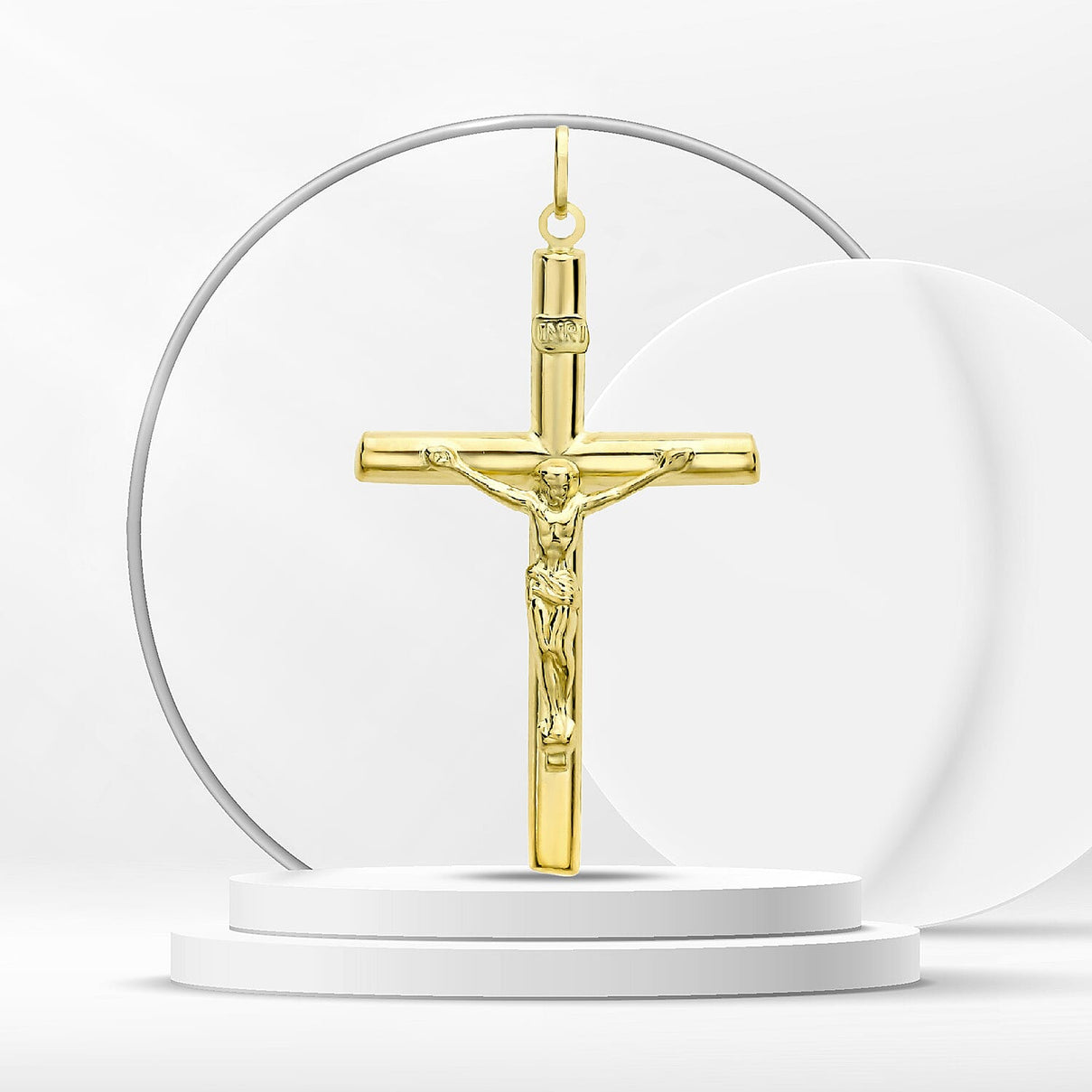 9K Yellow Gold 29mm x 48mm Crucifix Cross Pendant 7254686 2