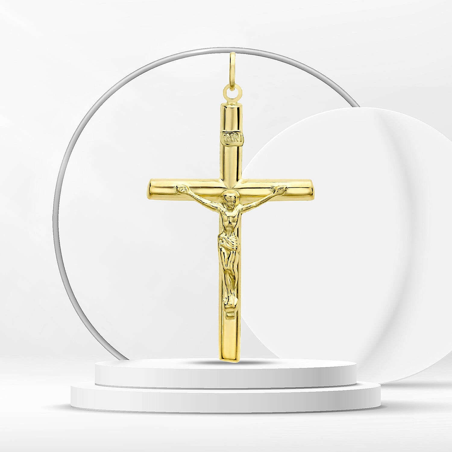 9K Yellow Gold 29mm x 48mm Crucifix Cross Pendant 7254686 2