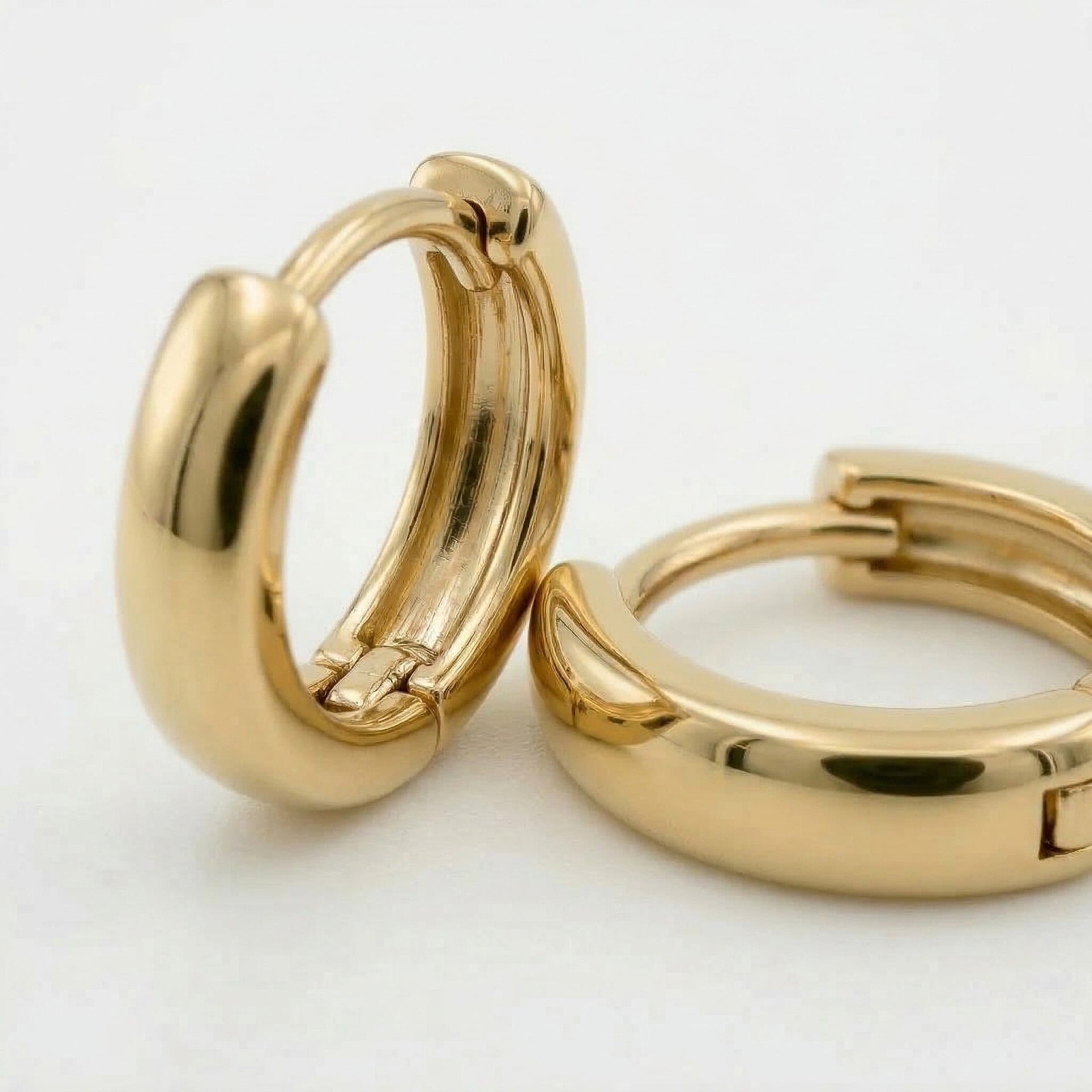 9K Yellow Gold 2MM Tube 11MM Huggy Hoop Creole Earrings 0.96 grams 6092970 4